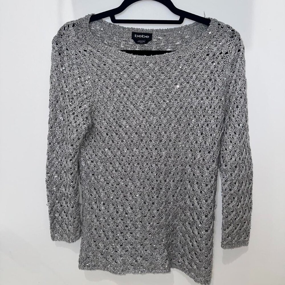 Grey Bebe knit top with sequins